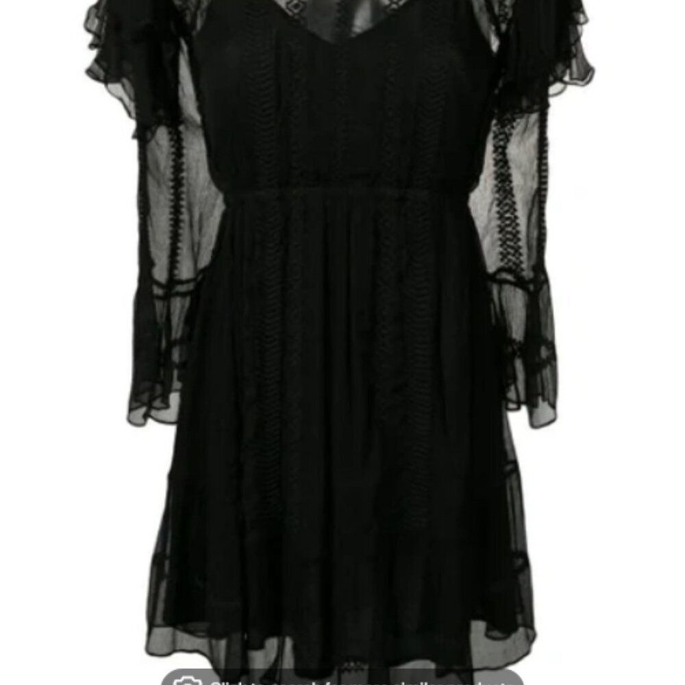 IRO Women's Black Sheer Western Boho Dress Long Sleeves Size 6 - Picture 5 of 16